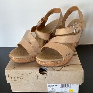 b.o.c. Natural Nude Wedge Sandals 9M